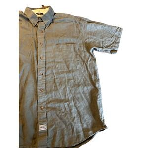 Woods & Gray Shirt Men's Large Green Linen Blend Short Sleeve Casual
